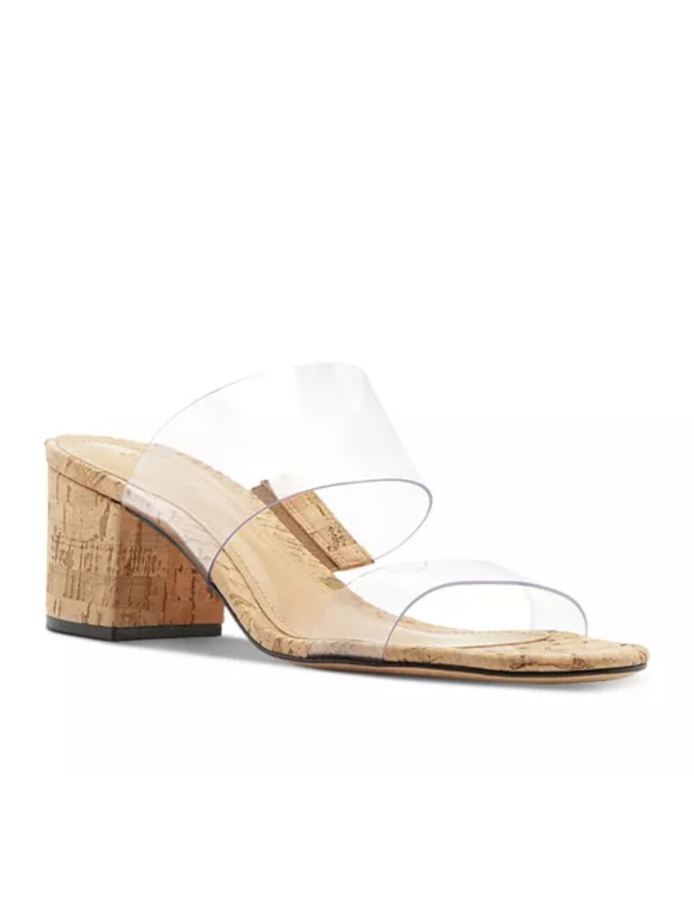 New $138 Schutz Mid-heel Slide Sandals in Transparent/Cork 2" Heel NWT